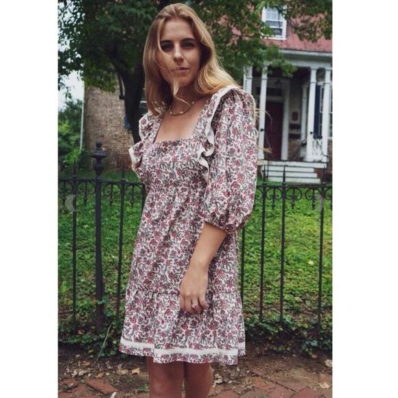 Smith & Quinn The Moon Dress in Desert Rose Floral Ruffle Puff Sleeve Small - Picture 1 of 13